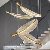 Feather Shaped Glass Gold LED Pendant Light - Clowas