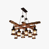 Fence Kerosene Lamp Industrial Wooden Chandelier - Clowas