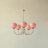 Vintage Glass Pink Chandelier Light for Dining Room