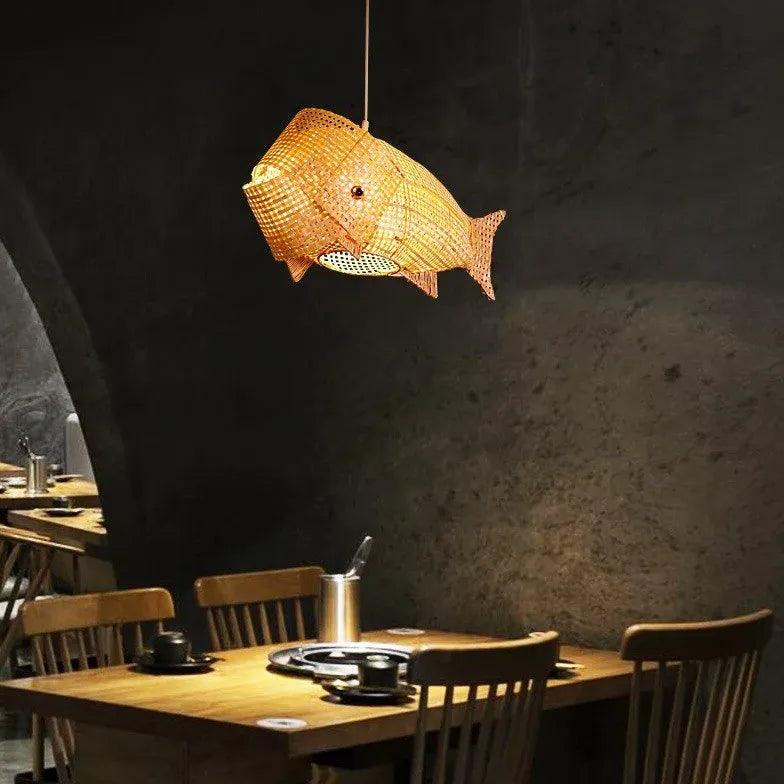 Fish Grid Restaurant Rattan Pendant Light - Clowas
