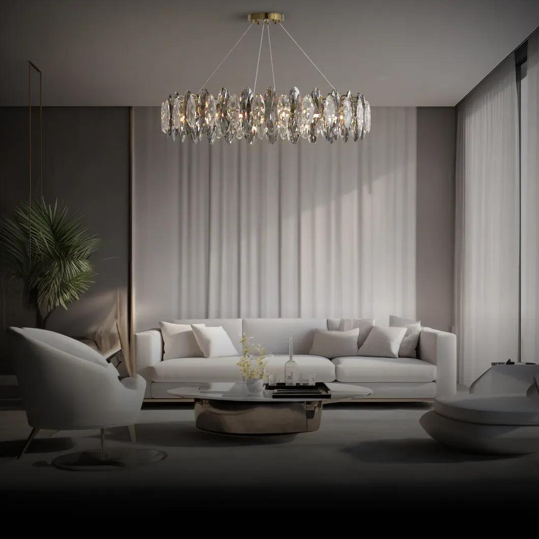 Flat Round Bedroom Crystal Chandelier - Clowas