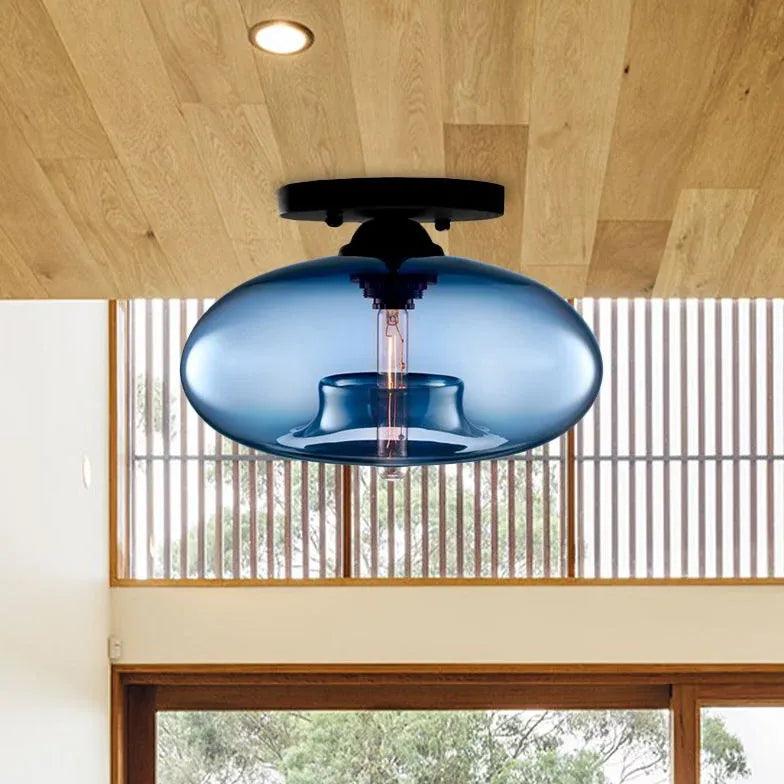 Flat Sphere Glass Modern Ceiling Light - Clowas