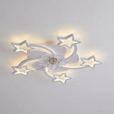Flower-Shaped White LED Bedroom Ceiling Fan Light - Clowas