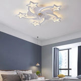 Flower-Shaped White LED Bedroom Ceiling Fan Light - Clowas