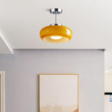 Bauhaus Retro Orange Glass Semi Flush Ceiling Light for Hallway