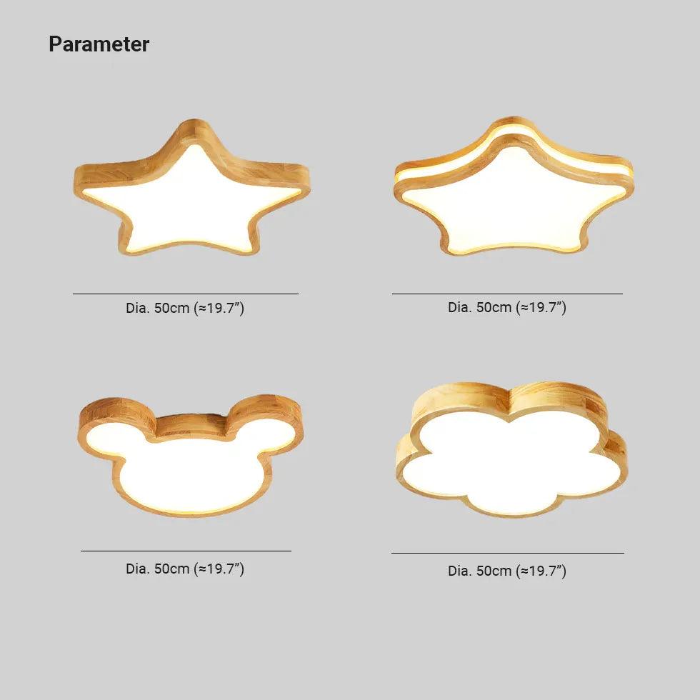 Wooden Star-Shaped Children's Ceiling Light - Clowas
