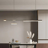 Linear Black Gold LED Dining Room Pendant Light - Clowas