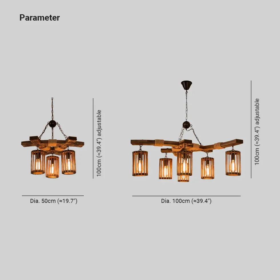 Gear Cage Vintage Wooden Chandelier - Clowas