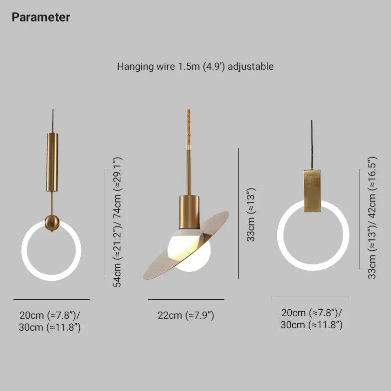 Geometric Frame Gold LED Bedroom Pendant Light - Clowas