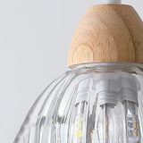 Glass and wooden base vintage wall lamp - Clowas
