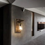 Glass Bottle Shade Vintage Wooden Wall Light - Clowas