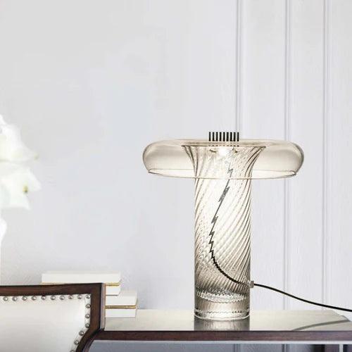 Glass Swirl Transparent Column Table Lamp - Clowas