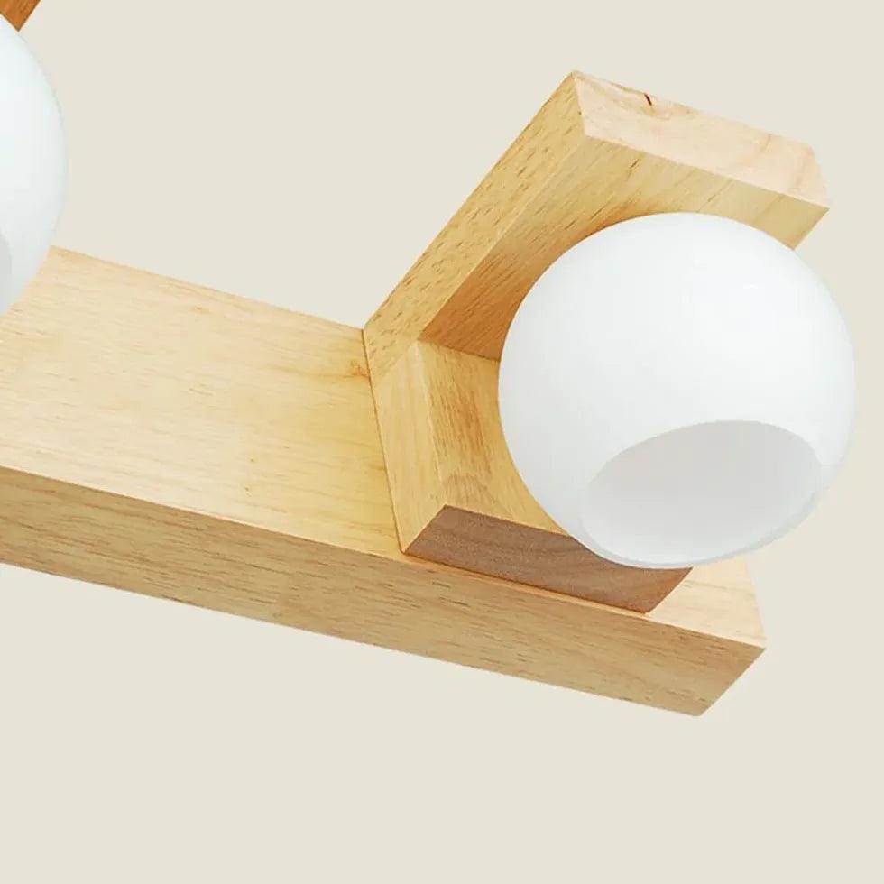 Globe Glass Wooden Shape Mirror Lights - Clowas