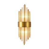 Gold Columnar Crystal Bedroom Wall Lights - Clowas