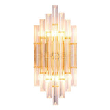 Gold Columnar Crystal Bedroom Wall Lights - Clowas