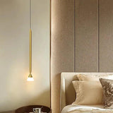 Gold Linear Minimalist Single Head Bedroom Pendant Light - Clowas