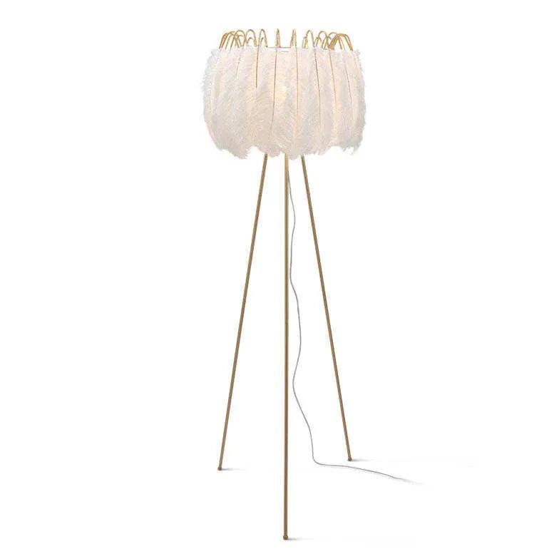 Golden Feather Transparent Tripod Floor Lamp - Clowas