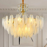 Golden Frame Translucent Glass Leaf Pendant Light - Clowas
