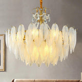 Golden Frame Translucent Glass Leaf Pendant Light - Clowas