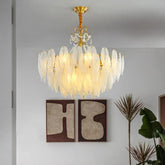 Golden Frame Translucent Glass Leaf Pendant Light - Clowas