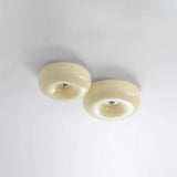 Light Yellow Circular Glass Flush Mount Ceiling Light - Clowas