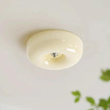 Light Yellow Circular Glass Flush Mount Ceiling Light - Clowas