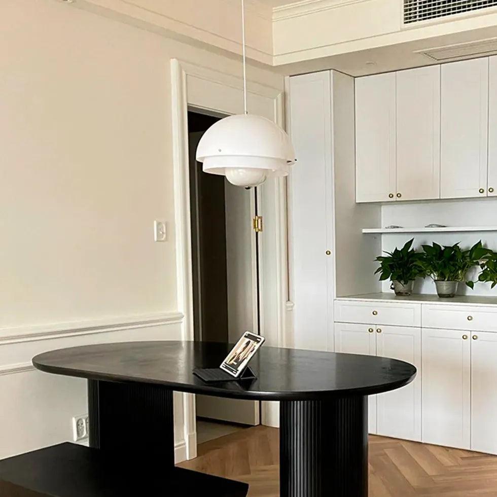 White Glass Hemisphere Living Room Pendant Light - Clowas