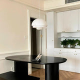 White Glass Hemisphere Living Room Pendant Light - Clowas