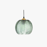 Engraved Pattern Green Glass Vintage Pendant Light - Clowas