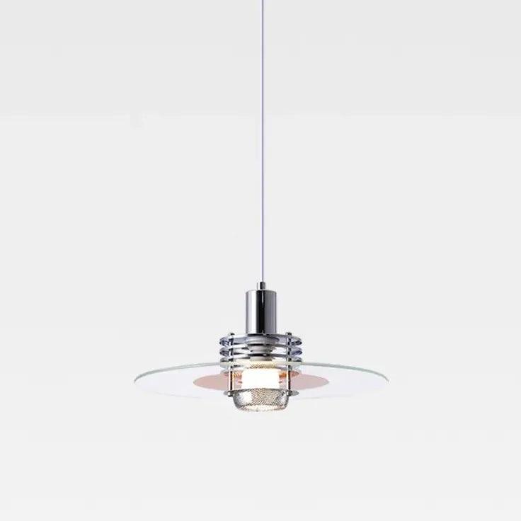 Round Transparent Glass Panel Modern Pendant Light - Clowas