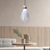White Teardrop Shaped Glass LED Pendant Light - Clowas