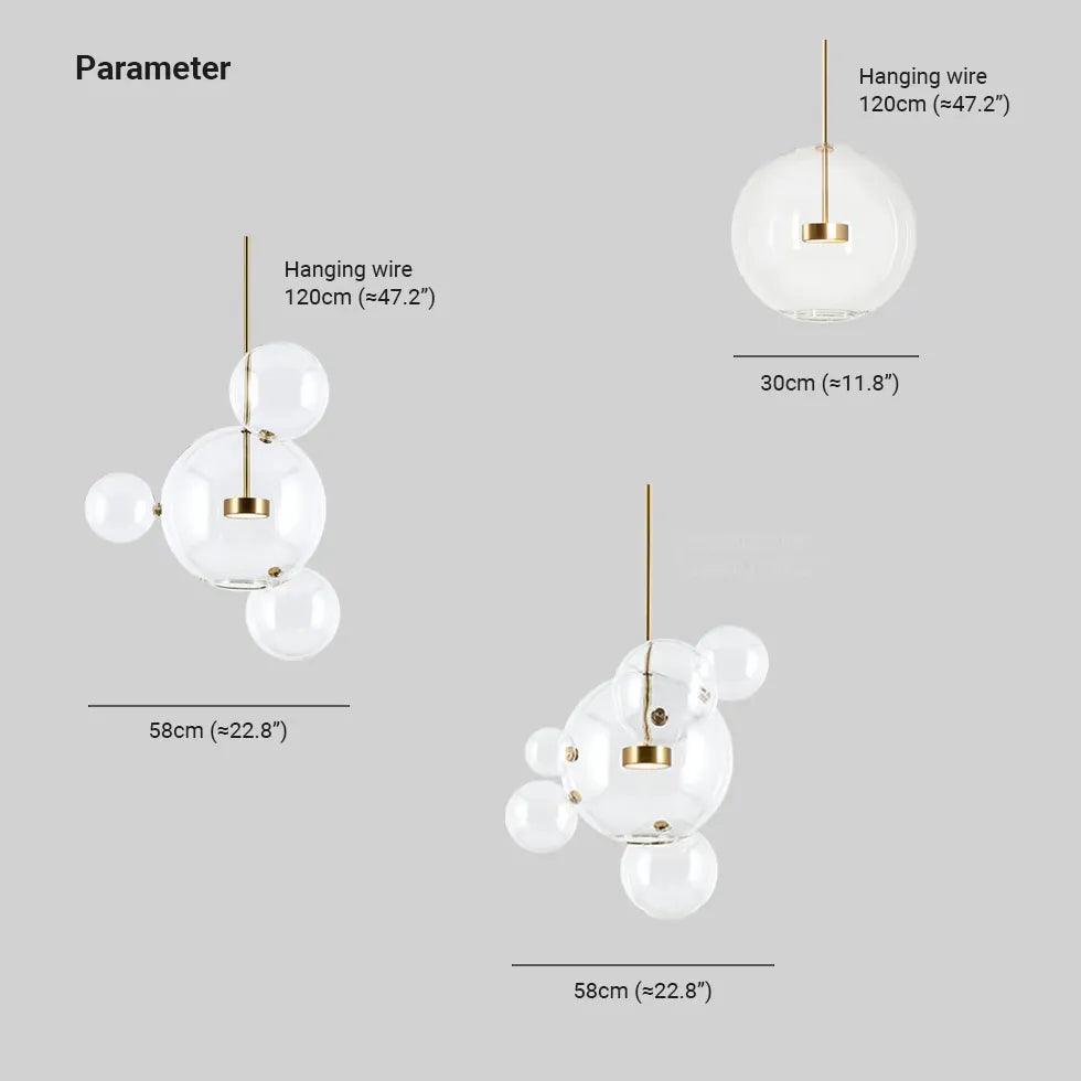 Bubble Clear Glass Gold Pendant Light - Clowas