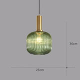 Vertical Striped Vintage Green Glass Pendant Light - Clowas