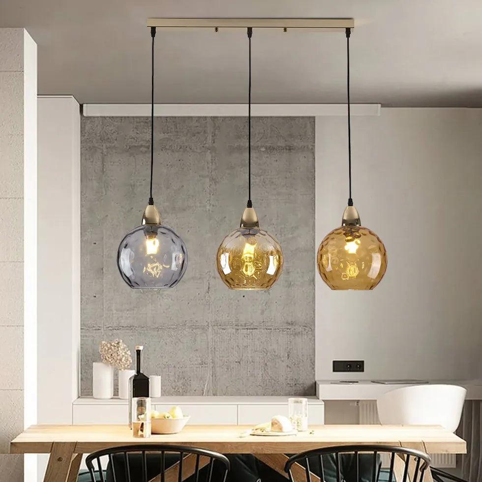 Three-Light Colored Glass Dining Pendant Light - Clowas