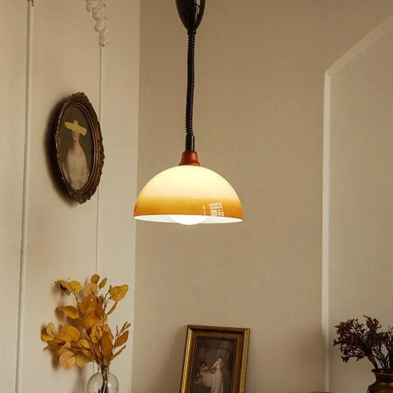Brown Vintage Half-Sphere Living Room Pendant Light - Clowas