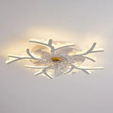 Flower-Shaped White LED Bedroom Ceiling Fan Light - Clowas