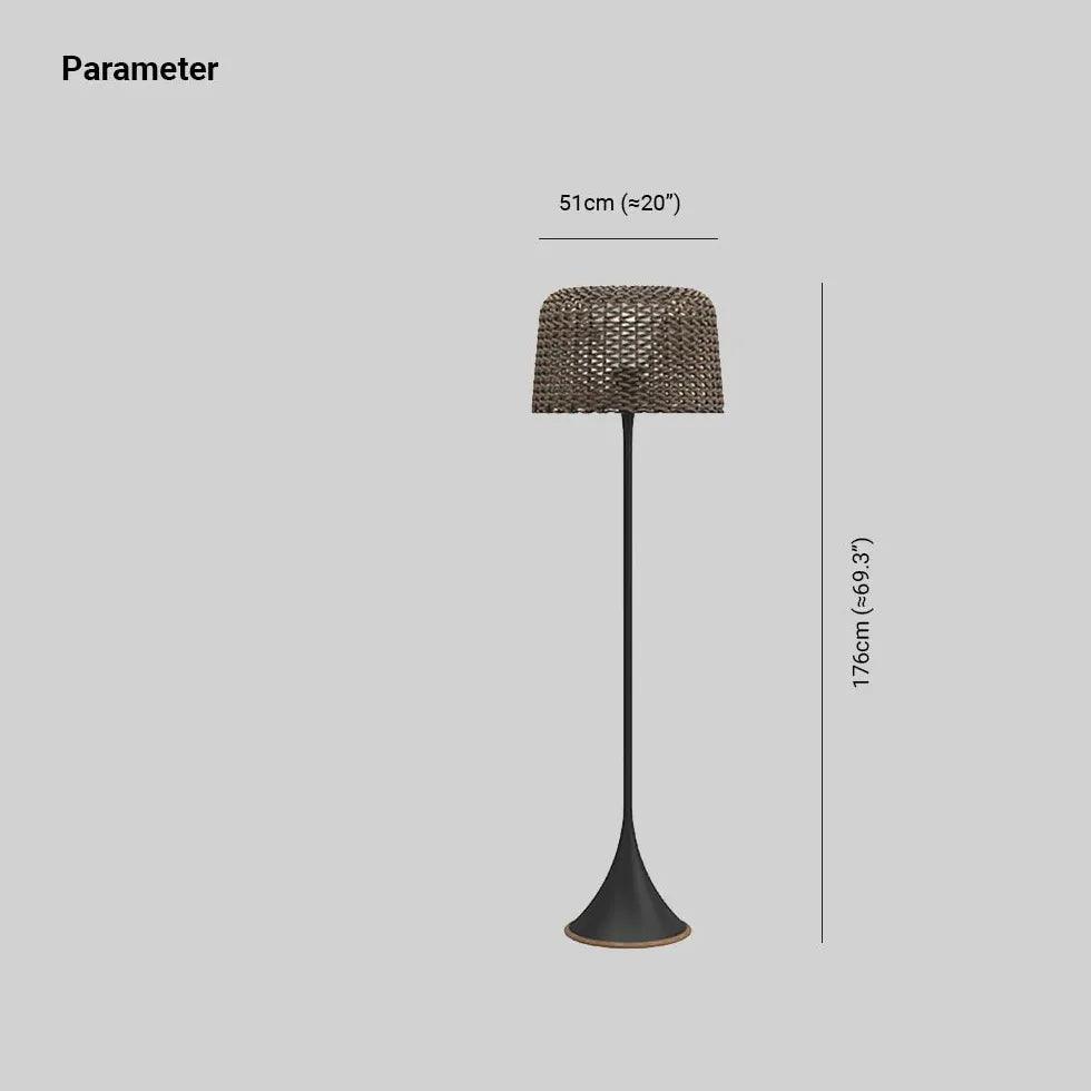 Hand Woven Rattan Outdoor Solar Floor Lamp - Clowas
