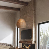 Wabi-Sabi Rattan Pendant Light for Bedroom