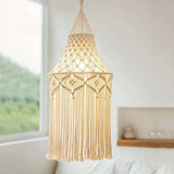 Bohemian Woven Cotton Tassel Wooden Pendant Light