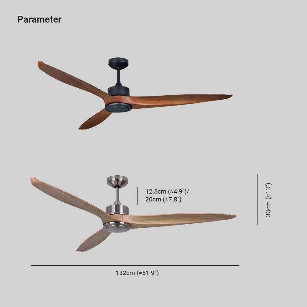 Three-Blade Streamlined Wooden Ceiling Fan Light - Clowas