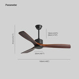 Walnut Wood Blade Black Rod Ceiling Fan Light - Clowas