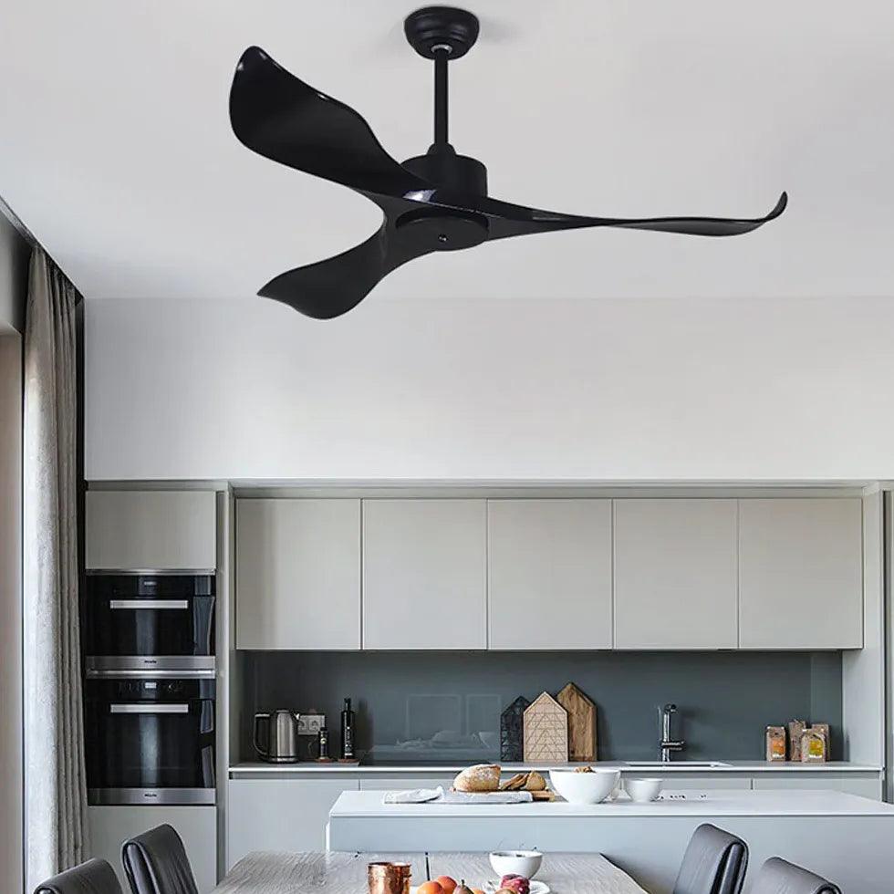 Sleek Black Modern Kitchen Ceiling Fan Light - Clowas