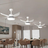 Streamlined White Modern Restaurant Ceiling Fan Light - Clowas