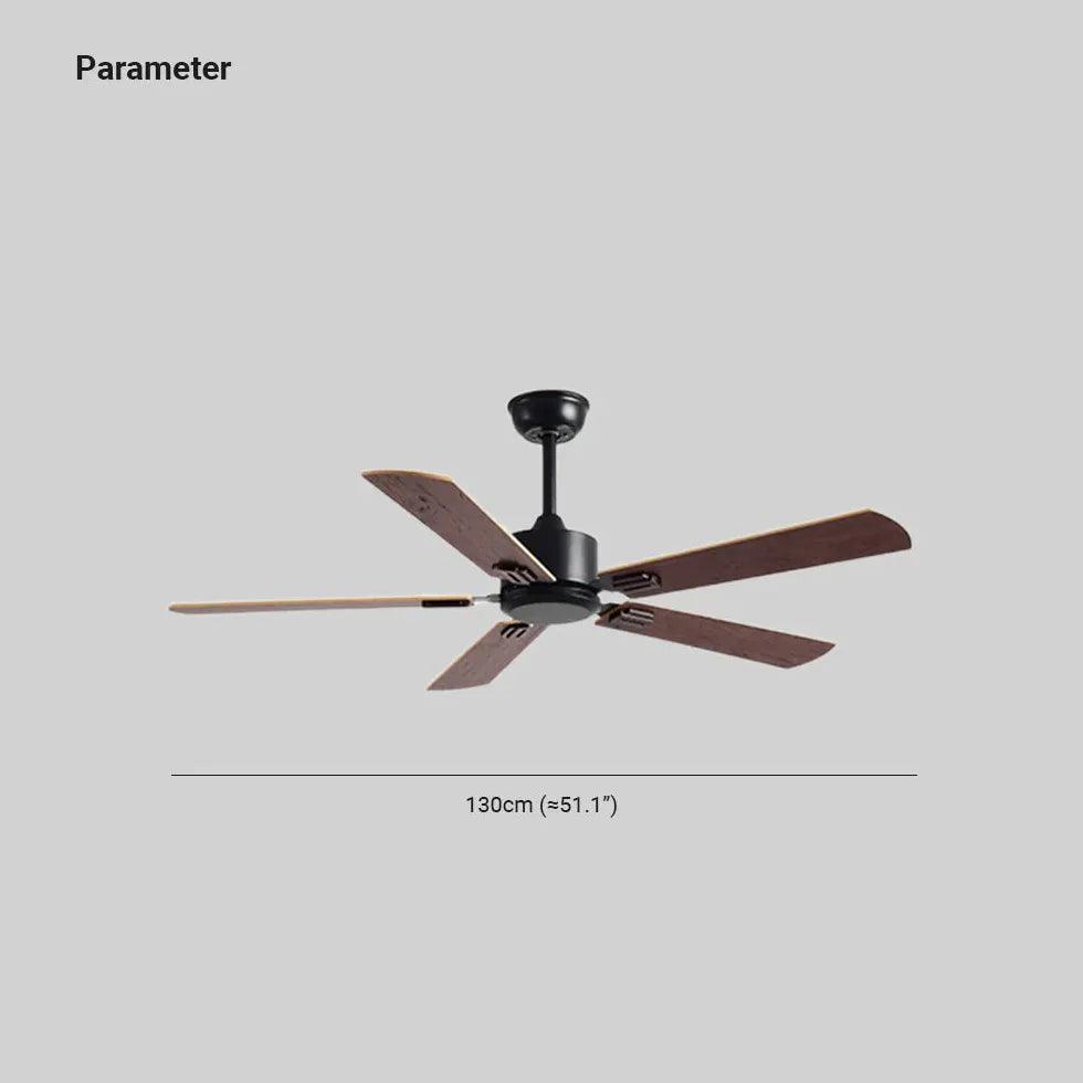 Five Leaf Wooden Vintage Restaurant Ceiling Fan Light - Clowas