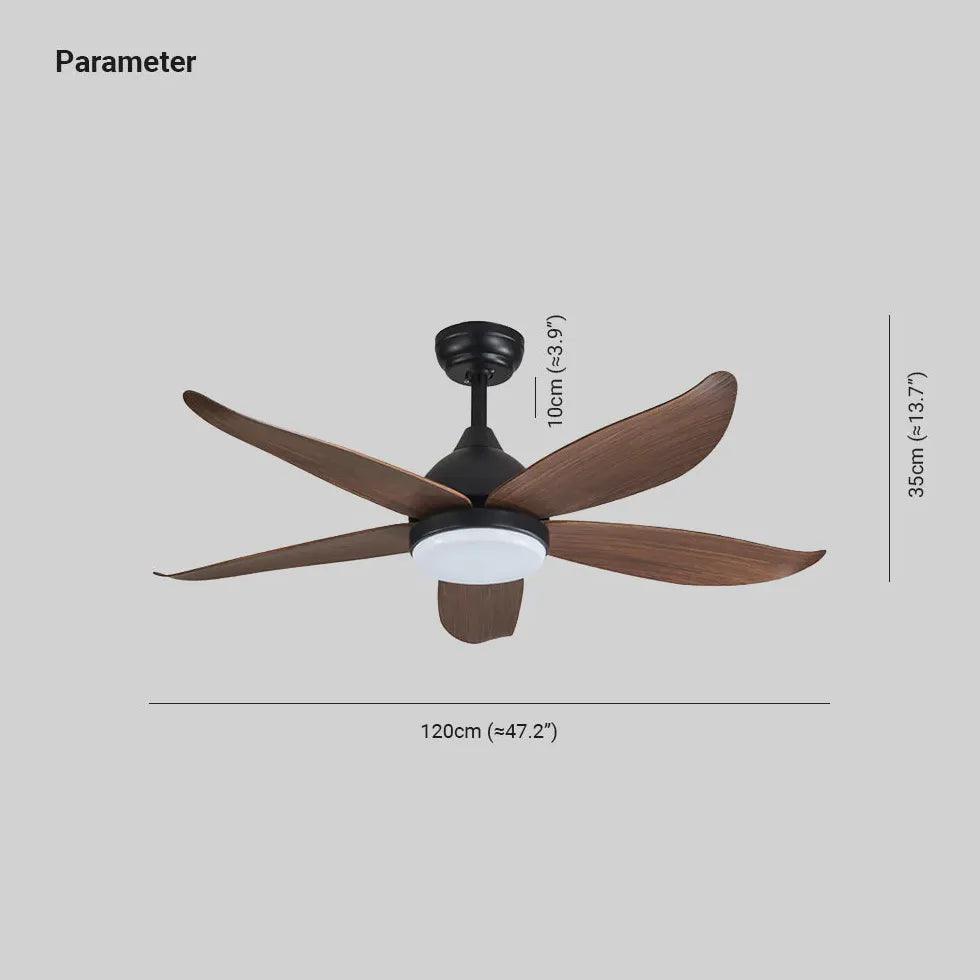 Wooden Black Living Room LED Fan Light - Clowas