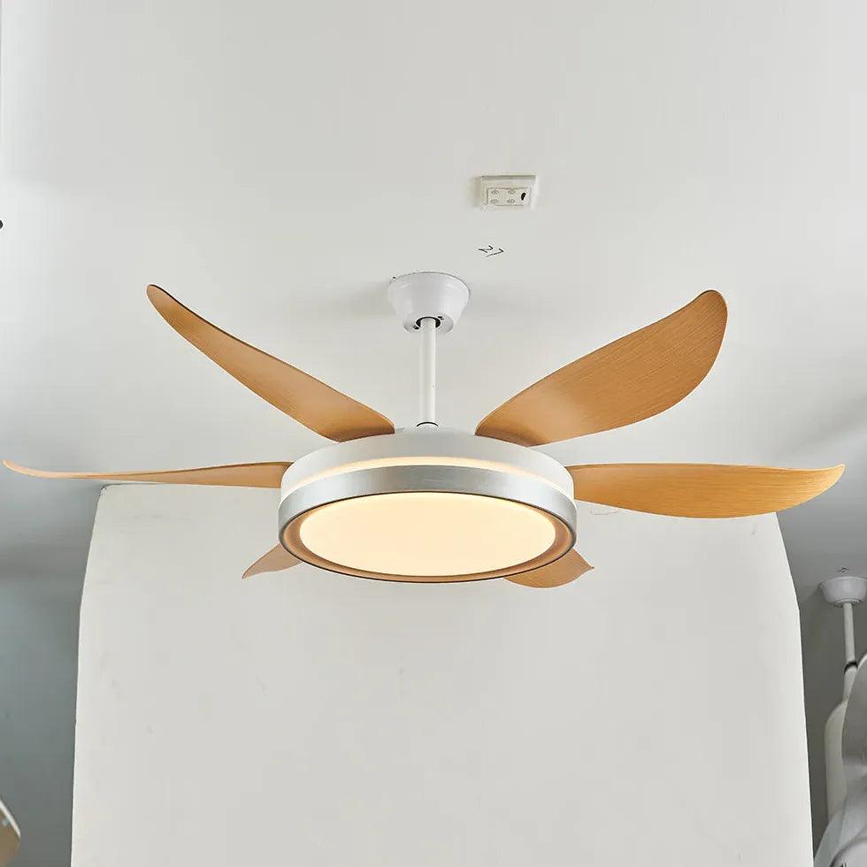 Wood Grain Modern Living Room Fan Light - Clowas