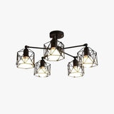 Geometric Metal Frame Black Industrial Pendant Light - Clowas