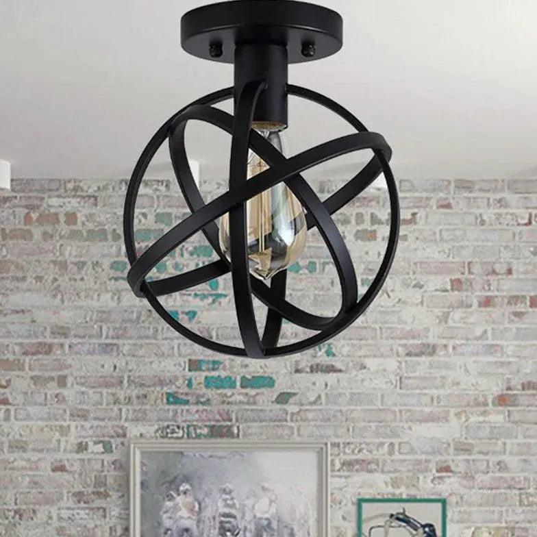 Black Spherical Cage Industrial Ceiling Light - Clowas