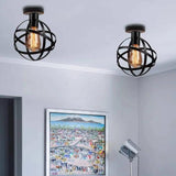 Black Spherical Cage Industrial Ceiling Light - Clowas