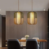 Hollow Green Dining Room Wooden Pendant Light - Clowas